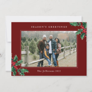 Saludos de temporada Tarjeta de Navidad Roja Perso