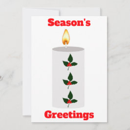 Saludos de temporada: Vela blanca con tarjeta Holl
