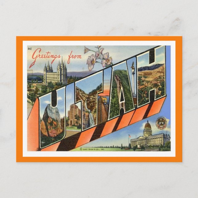 Saludos de Utah desde la postal de Estados Unidos (Anverso)
