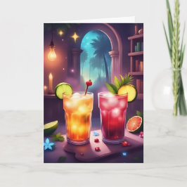 Saludos de vacaciones tropicales - Tarjeta de cóct