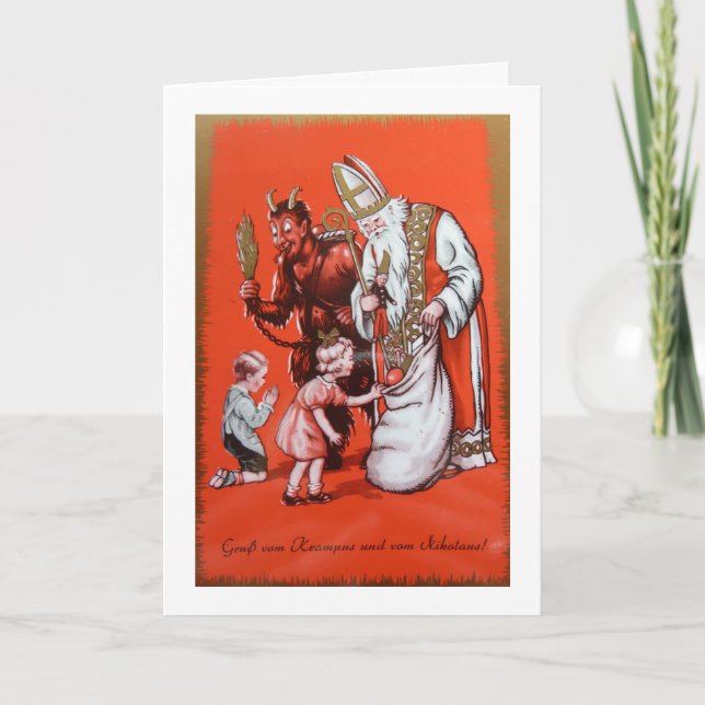 ¡Saludos del navidad de Krampus y de St. Nick! (Anverso)