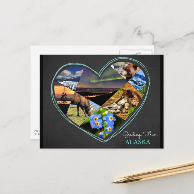 Saludos desde Alaska ♥ Tarjeta postal (Anverso/Reverso In Situ)