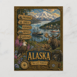 Saludos desde Alaska | Tarjeta Postal de Arte Retr