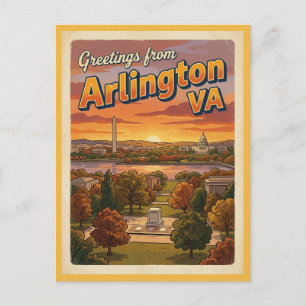 Saludos desde Arlington VA Tarjeta Postal, Años 60