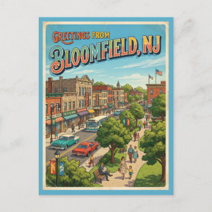 Saludos desde Bloomfield NJ Tarjeta postal, Retro