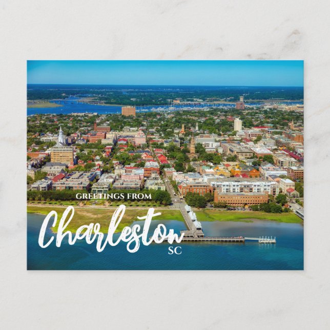 Saludos desde Charleston, postal escénica SC (Anverso)