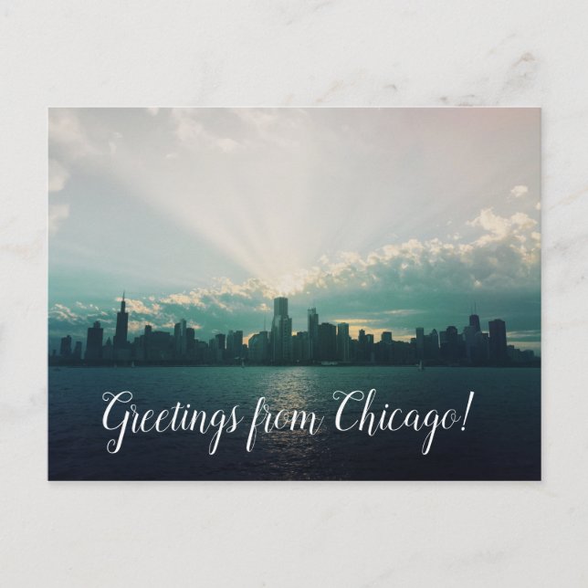 Saludos desde Chicago Illinois Tarjeta Postal de V (Anverso)