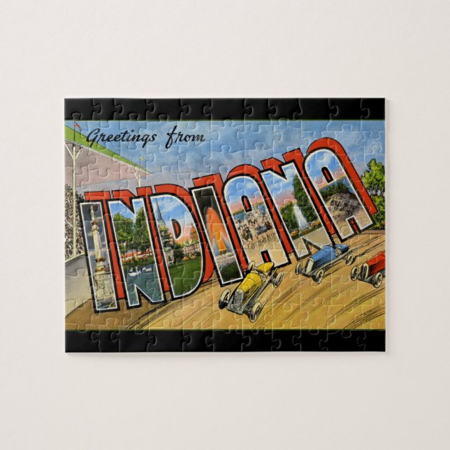 Saludos desde el rompecabezas de Indiana Retro (Horizontal)