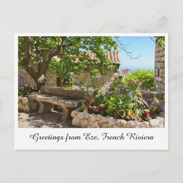 Saludos desde Eze, tarjeta postal de la Riviera Fr (Anverso)