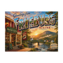 Saludos desde Fryeburg Maine Tarjeta postal nostál
