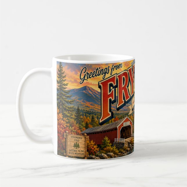 Saludos desde Fryeburg Maine Taza de café (Izquierda)