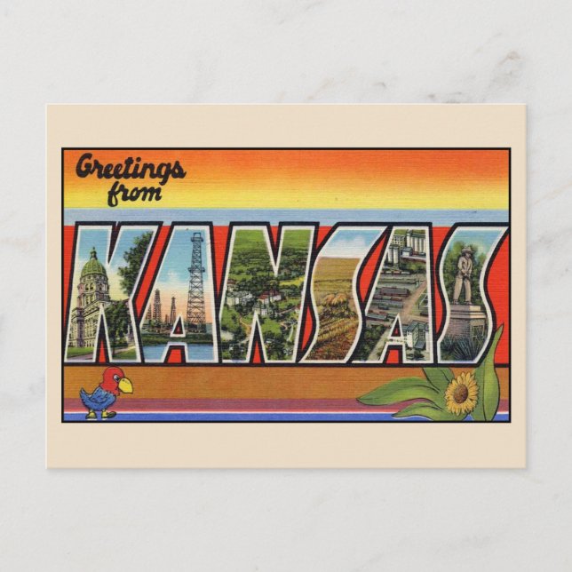 Saludos desde Kansas Tarjeta postal de letra grand (Anverso)