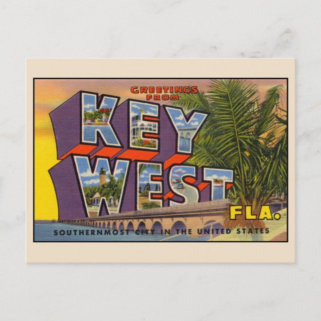 Saludos desde Key West Tarjeta Postal de Letra Gra (Anverso)
