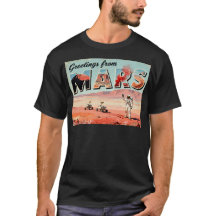 Saludos desde la camiseta Mars Retro Sci-Fi
