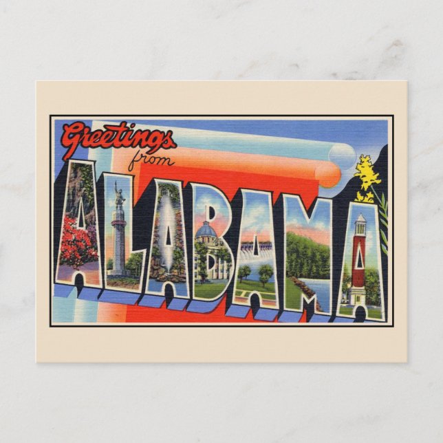 Saludos desde la carta grande de Alabama postal (Anverso)