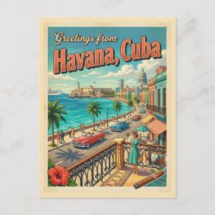 Saludos desde La Habana Cuba Tarjeta Postal Antigu