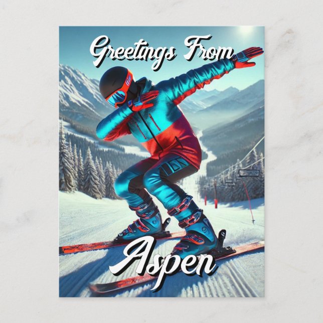 Saludos desde la postal Aspen Dabbing Snowboarder (Anverso)
