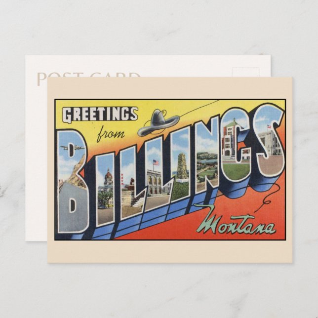 Saludos desde la postal de Billings Montana (Anverso / Reverso)
