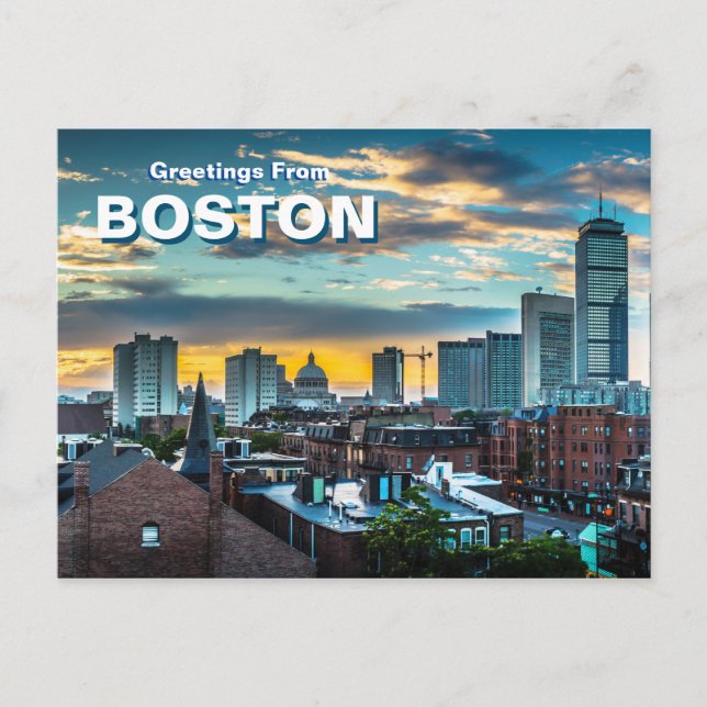 Saludos desde la postal de Boston City Skyline (Anverso)