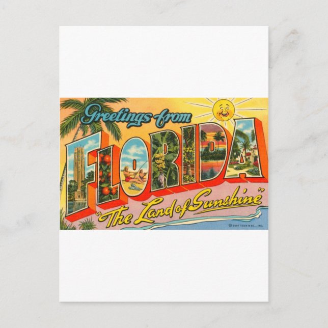 Saludos desde la postal de Florida Vintage (Anverso)