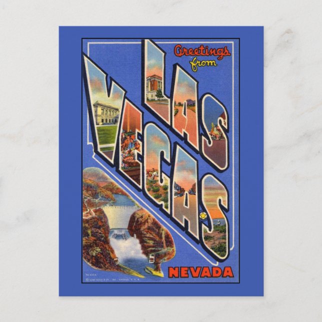 Saludos desde la postal de letras grandes de Las V (Anverso)