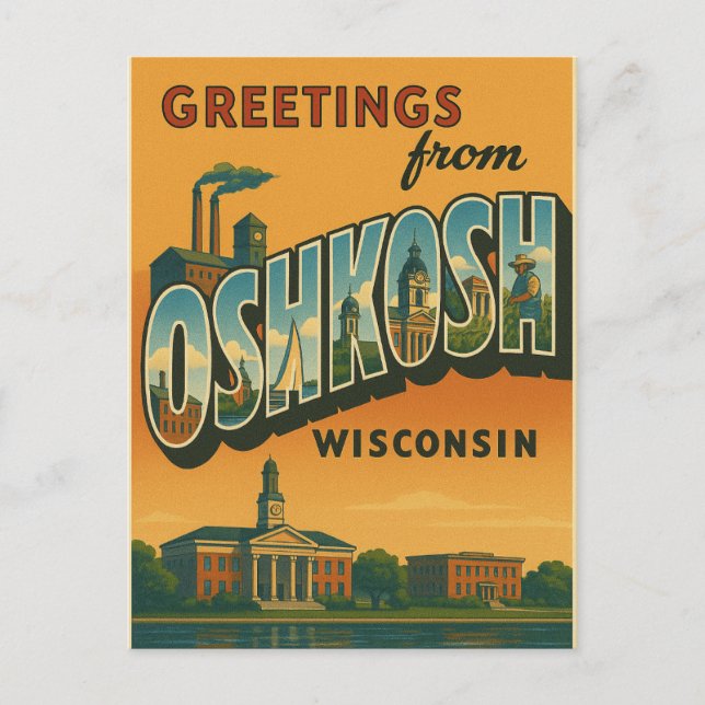 Saludos desde la postal de Oshkosh Wisconsin (Anverso)