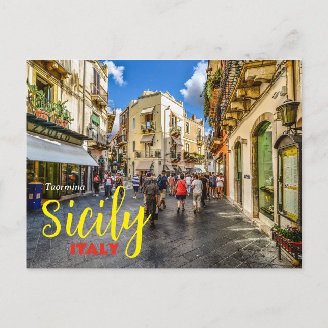 Saludos desde la postal de Taormina Sicilia Italia (Anverso)