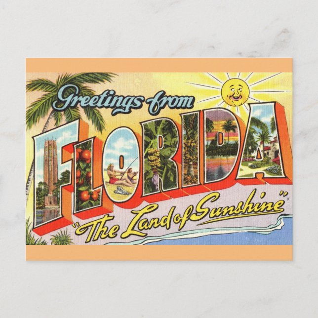 Saludos desde la postal de viaje de Florida (Anverso)