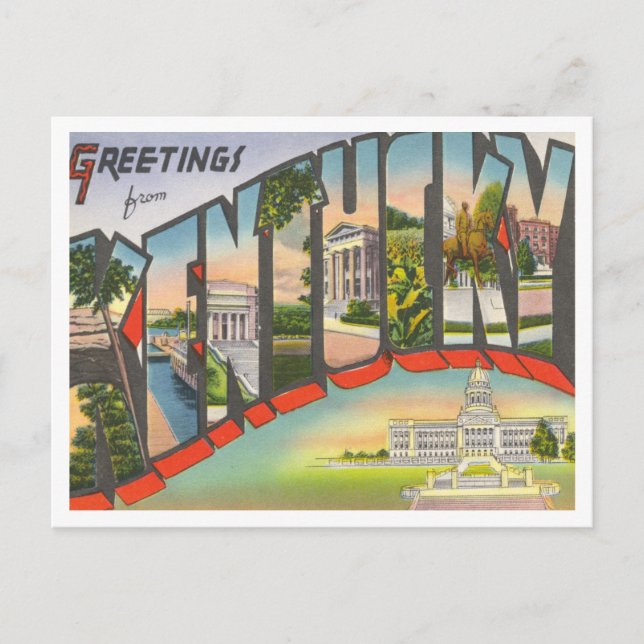 Saludos desde la postal de viaje de Kentucky Vinta (Anverso)