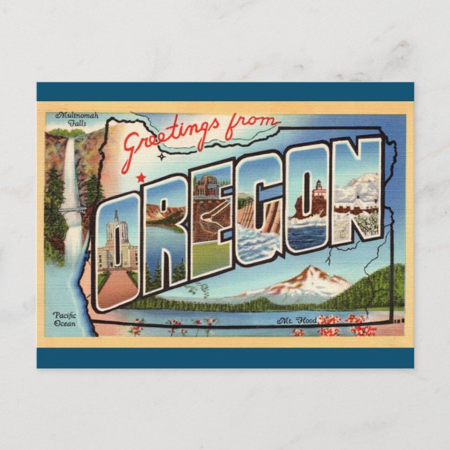 Saludos desde la postal de viajes de Oregon (Anverso)