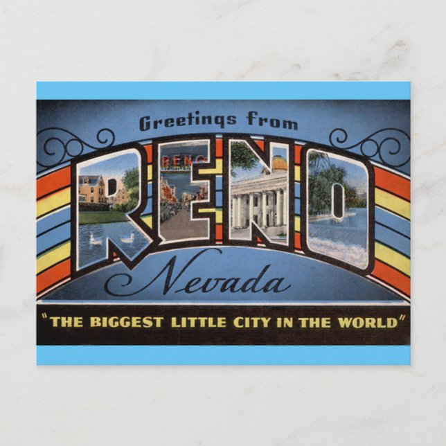 Saludos desde la postal de viajes de Reno Nevada (Anverso)