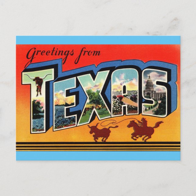 Saludos desde la postal de viajes de Texas (Anverso)