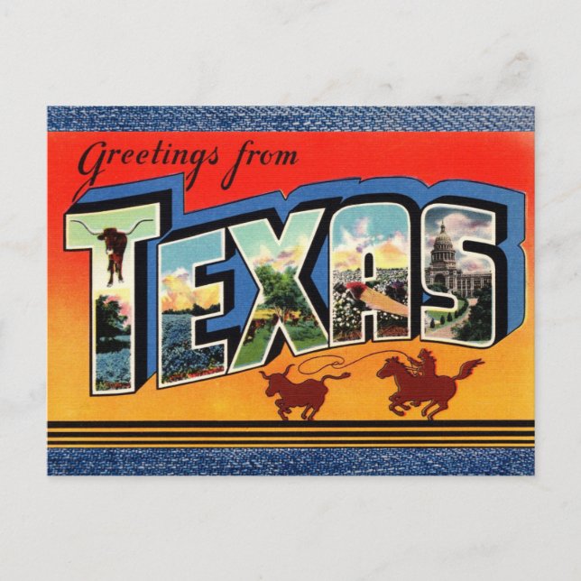 Saludos desde la postal de viajes de Texas (Anverso)