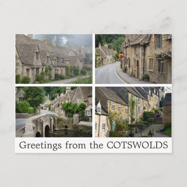 Saludos desde la postal del collage de Cotswolds (Anverso)