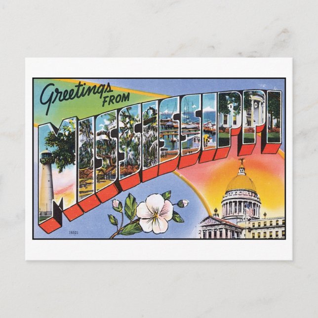 Saludos desde la postal vintage de Mississippi (Anverso)
