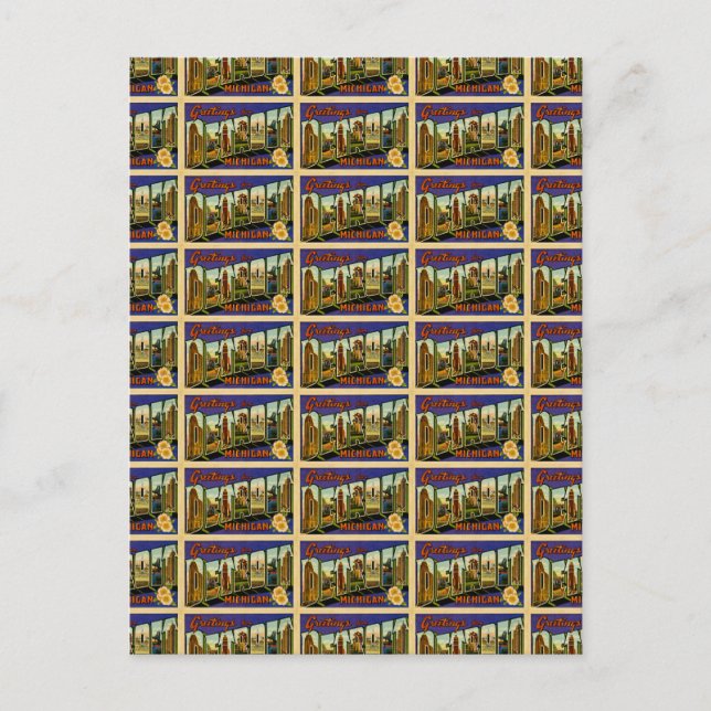 Saludos desde la tarjeta de correo de Detroit Mich (Anverso)