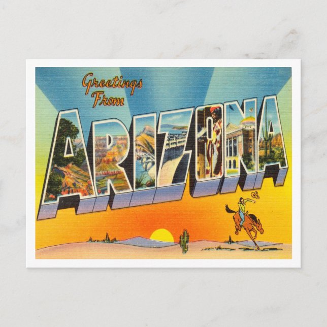 Saludos desde la tarjeta de viaje Arizona Vintage (Anverso)