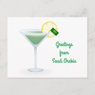 Saludos desde la tarjeta postal de cóctel de Arabi