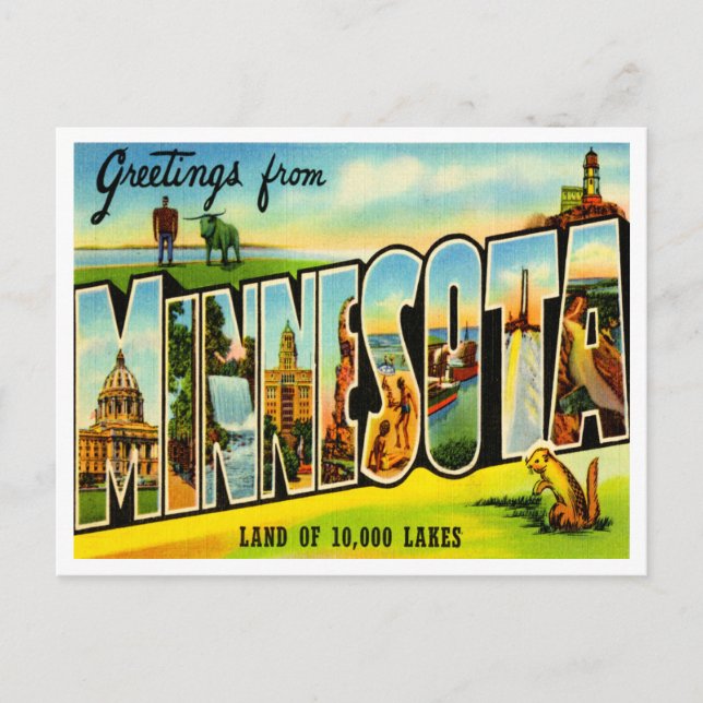 Saludos desde la tarjeta postal de viaje de Minnes (Anverso)