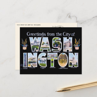Saludos desde la tarjeta postal grande de Washingt