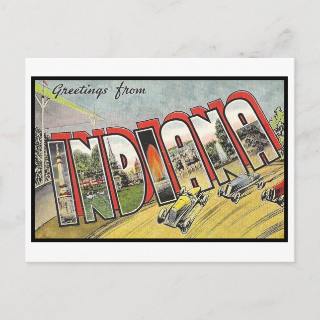 Saludos desde la tarjeta postal Indiana Vintage (Anverso)