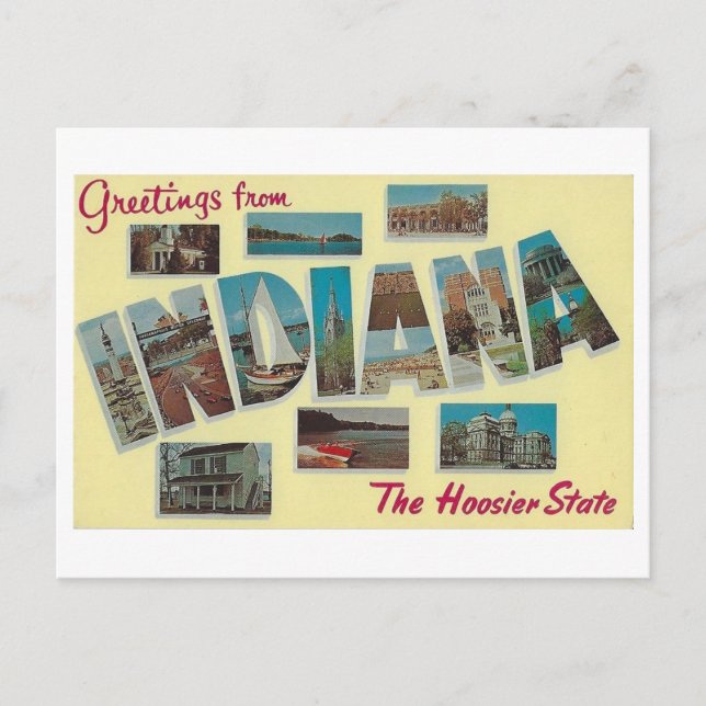 Saludos desde la tarjeta postal Indiana Vintage (Anverso)