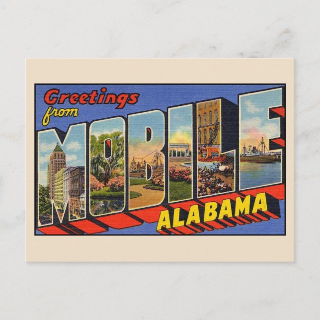 Saludos desde la tarjeta postal móvil de Alabama (Anverso)