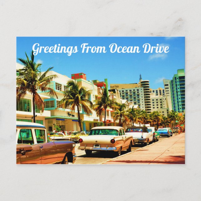 Saludos desde la tarjeta postal Ocean Drive (Anverso)