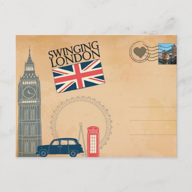 Saludos desde Londres, postal del Reino Unido (Anverso)