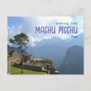 Saludos desde Machu Picchu Perú Tarjeta Postal Esc