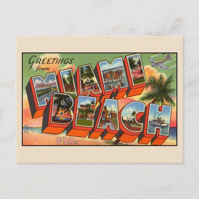 Saludos desde Miami Beach Florida Tarjeta Postal (Anverso)