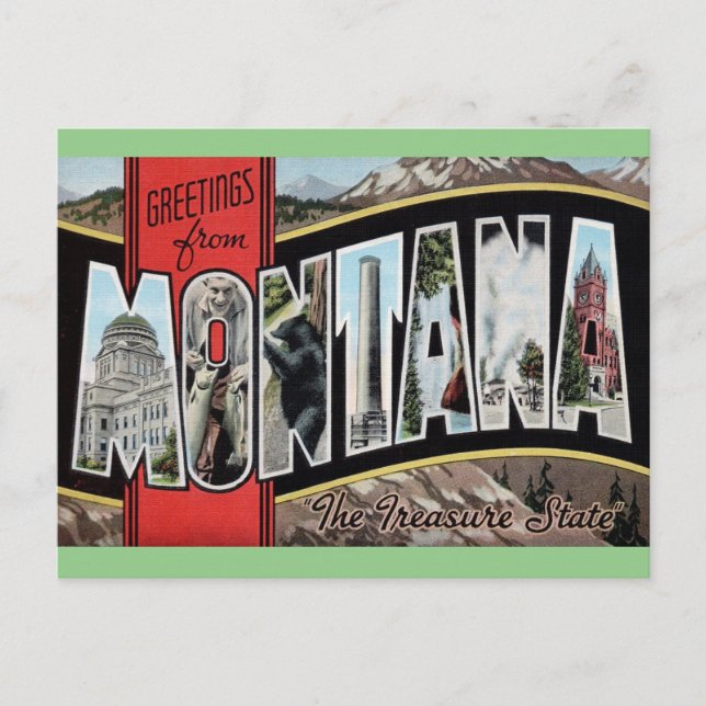 Saludos desde Montana Tarjeta Postal de Viaje (Anverso)
