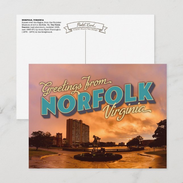 Saludos desde Norfolk, tarjeta postal VA (Anverso / Reverso)