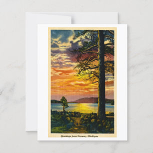 Saludos desde Noruega, Michigan - Postales antigua